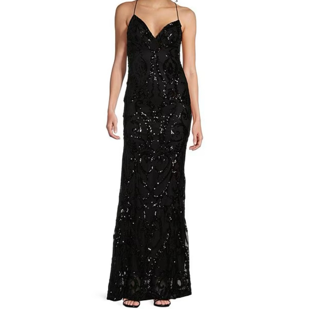 B Darlin Black Sequin Maxi Dress